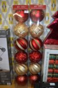 *Two Packs of Six Red & Gold Giant Christmas Baubles