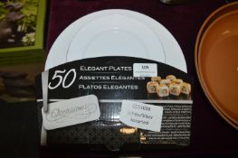 *50pc White & Silver Party Plate Set
