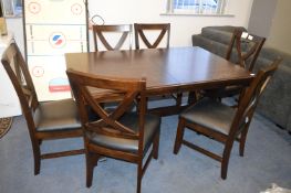 *Whalen 7pc Dark Oak Dining Set; Table & Six Chairs (Some Faults)