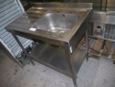 *stainless free standing sink St st sink with taps LH drainer and under shelf 1000 x 600 x 900