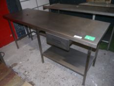 *St st bench with drawer St st bench with drawer + waste/cable hole 1900 x 640 x 850
