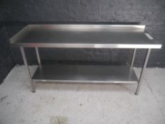 *stainless steel bench Stainless Steel Corner Table with Rear & Left Hand Upstand & Undershelf in