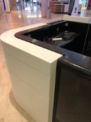 *KIOSK Bespoke resin/corian surfaced kiosk / counter + 4 separate light boxes and 2.6m totem pole.