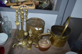 Brass and Copper Ware; Fireside Companion Set, Coa