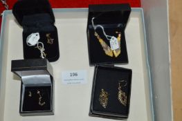 Four Boxed Pairs of 9ct Gold Earrings