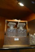 Two Crystal Decanters in Tantalus with Key