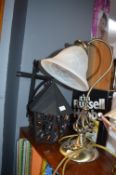 Brass Table Lamp and a Wall Lantern