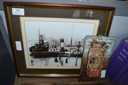 Ceramic Plaque of Hull Trams and a Framed Print of