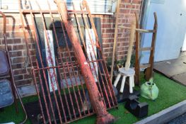 Wrought Iron Garden Gate and Support