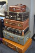 Six Vintage Suitcases
