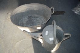 Galvanized Wash Tub and Watering Can