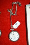 Hallmarked Silver Cased Pocket Watch with Chain (S