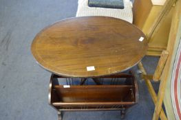 Oval Mahogany Side Table and Magazine Rack