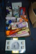Box of Vintage Toiletries and Carmen Elite Cola