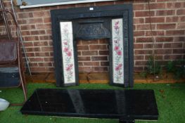 Cast Iron Tiled Fire Insert and Black Marble Heart