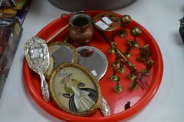 Tray Lot of Brassware, Mirrors, etc.
