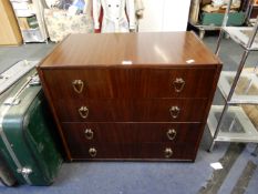 Four Height Teak Effect Bedroom Chest