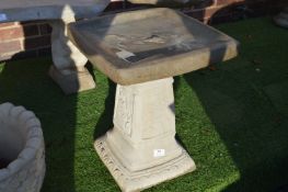Garden Birdbath on Pedestal - Rose Design