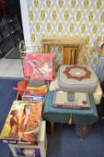 1960's and 70's Items; Pouffe, Racks, etc.