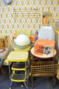 Formica Topped Table, Folding Stools, Hairdryers,