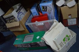 Two Boxes of Assorted Electrical Items, Cash Box,