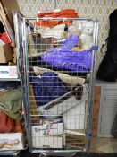 Cage Lot of Assorted Household Goods; Glassware, Cases, Curtains, Pictures, etc.