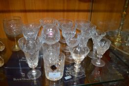 Assorted Cut Glass Crystal Wine Glasses Including