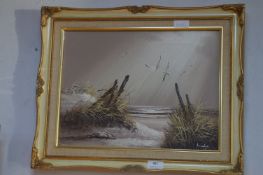 Signed Oil on Canvas - Sand Dune Scene