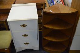 White Three Drawer Bedside Cabinet and Corner Book