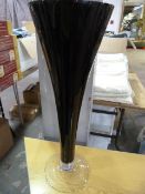 *63cm Black Glass Vase