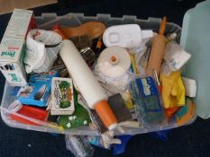Large Box of Kitchen Items, Cleaning Products and