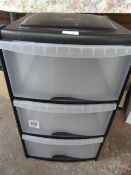 *Three Drawer Plastic Storage Unit