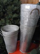 *Three Galvanized Florists vases