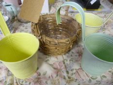 *Three Small Tin Buckets and a Basket