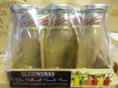 *Six Packs of 6 Glassworks Drinking Bottles with S