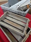 *Two Small Wooden Crates, Two Baskets and a Slate