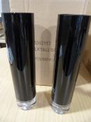 *Pair of 25cm Black Glass Vases