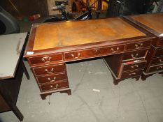 *Mahogany Repro Double Pedestal Desk with Inlet Le