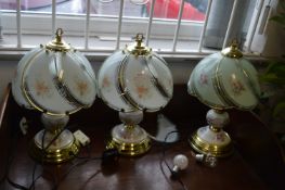 Three Glass Table Lamps (One AF)