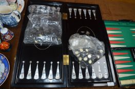 Backgammon and Chess Case in Black Lacquer with Mo