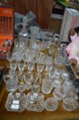 Cut Glass Crystal Wine Glasses, Dishes, etc.
