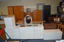 White Bedroom Furniture; Three Three Drawer Units,