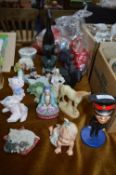 Pottery Ornaments; Dogs, Horses, Cats, etc./