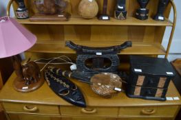 African Carvings, Musical Instruments, Lamp, etc.