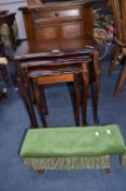Nest of Tables and Green Velvet Footstool
