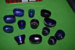 Blue Glass Salt & Mustard Liners, etc.