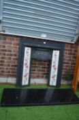 Tiled Cast Iron Fireplace Insert and Hearth