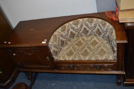 Oak Telephone Seat with Tapestry Upholstery and Li