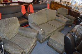 Grey Upholstered Three Piece Suite; Two Seat Sofa