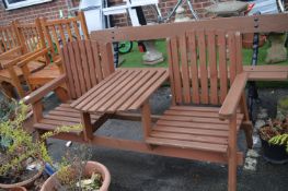 Two Seat Garden Bench with Built in Table